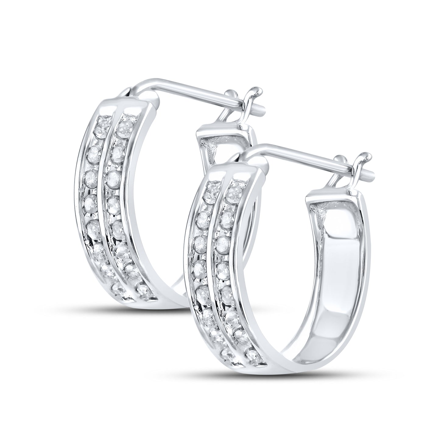 10kt White Gold 0.19 CTW Natural Diamond Hoops