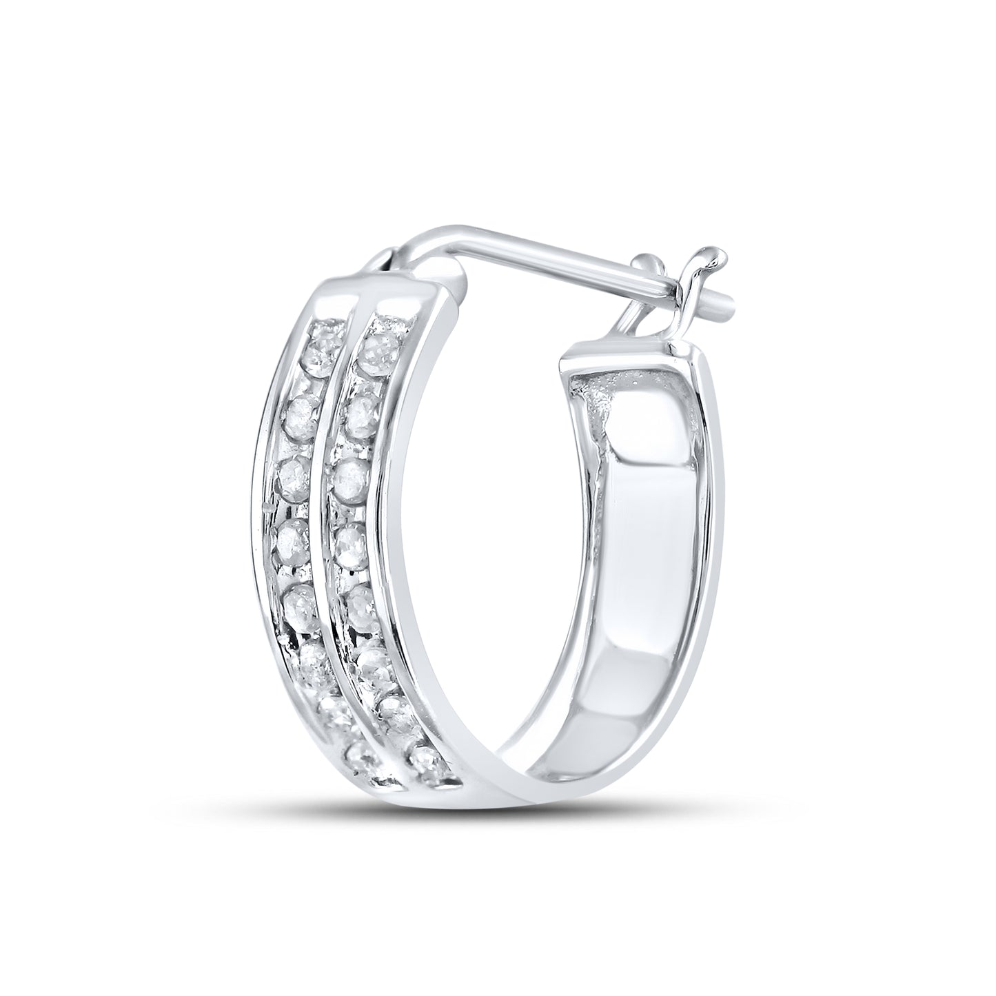 10kt White Gold 0.19 CTW Natural Diamond Hoops