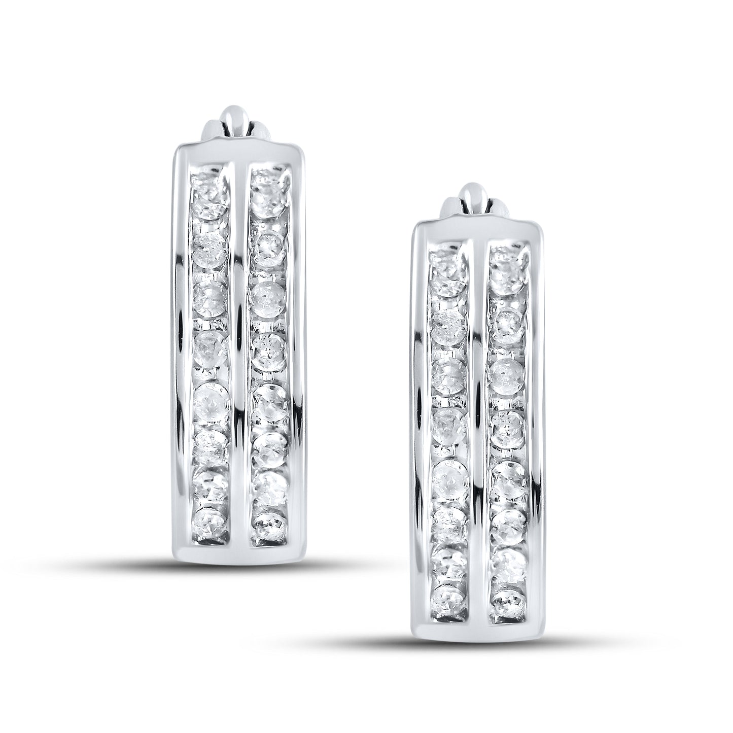 10kt White Gold 0.19 CTW Natural Diamond Hoops