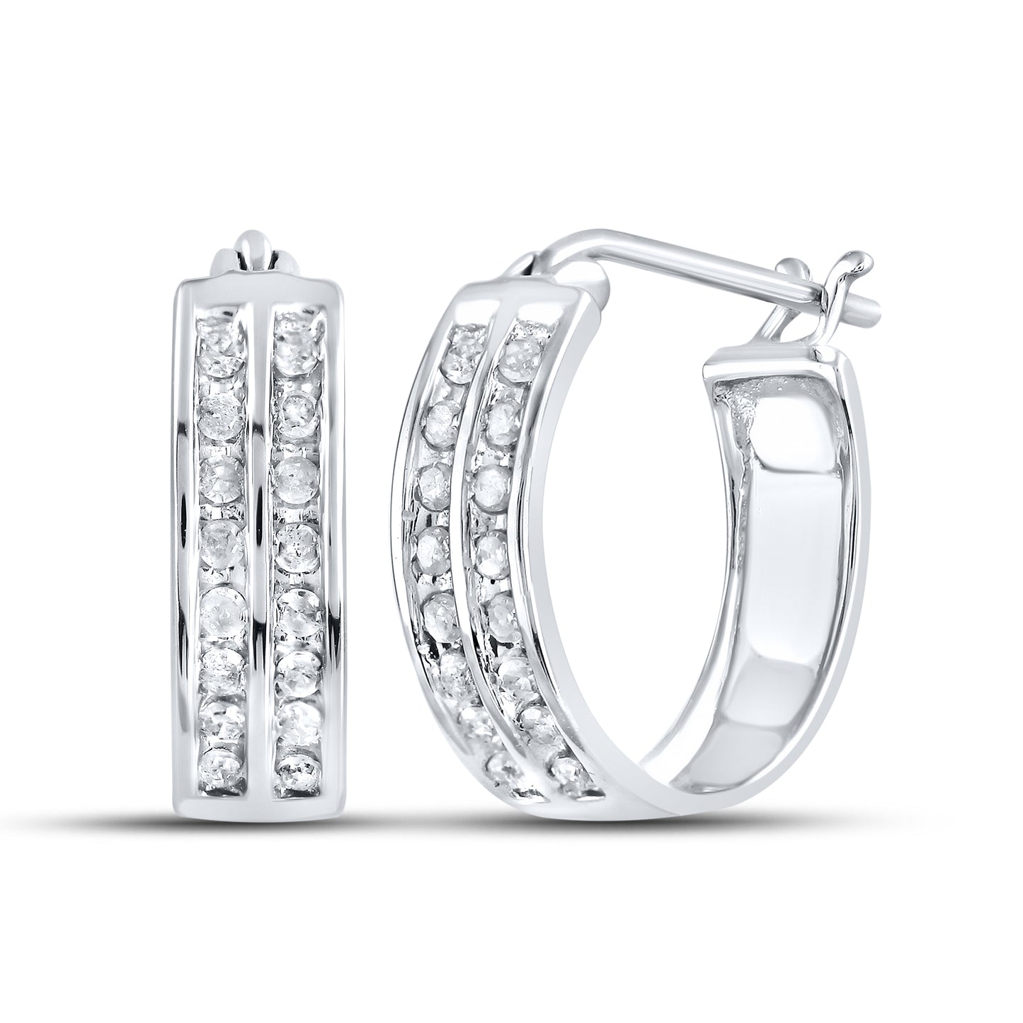 10kt White Gold 0.19 CTW Natural Diamond Hoops