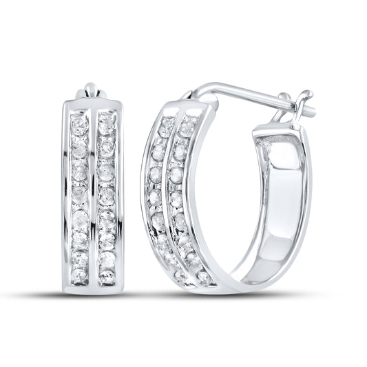 10kt White Gold 0.19 CTW Natural Diamond Hoops