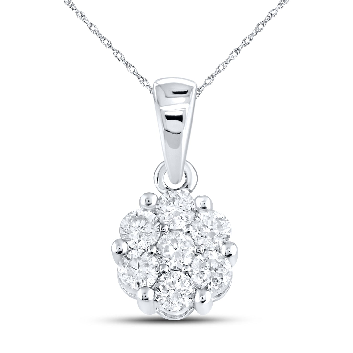 14kt White Gold 0.50 CTW Diamond Pendant With 14kt Chain