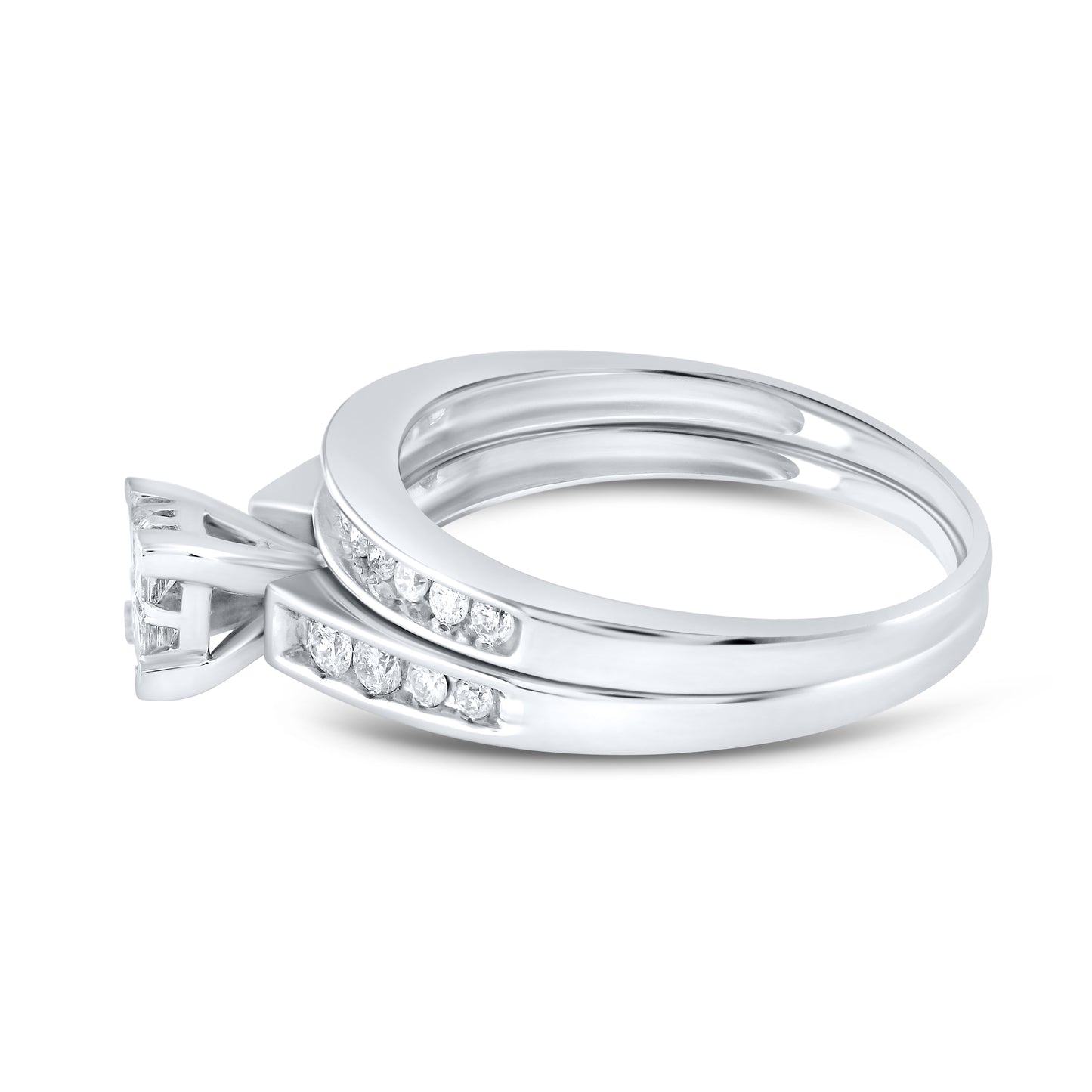 10kt White Gold 0.50 CTW Natural Diamond Bridal Set