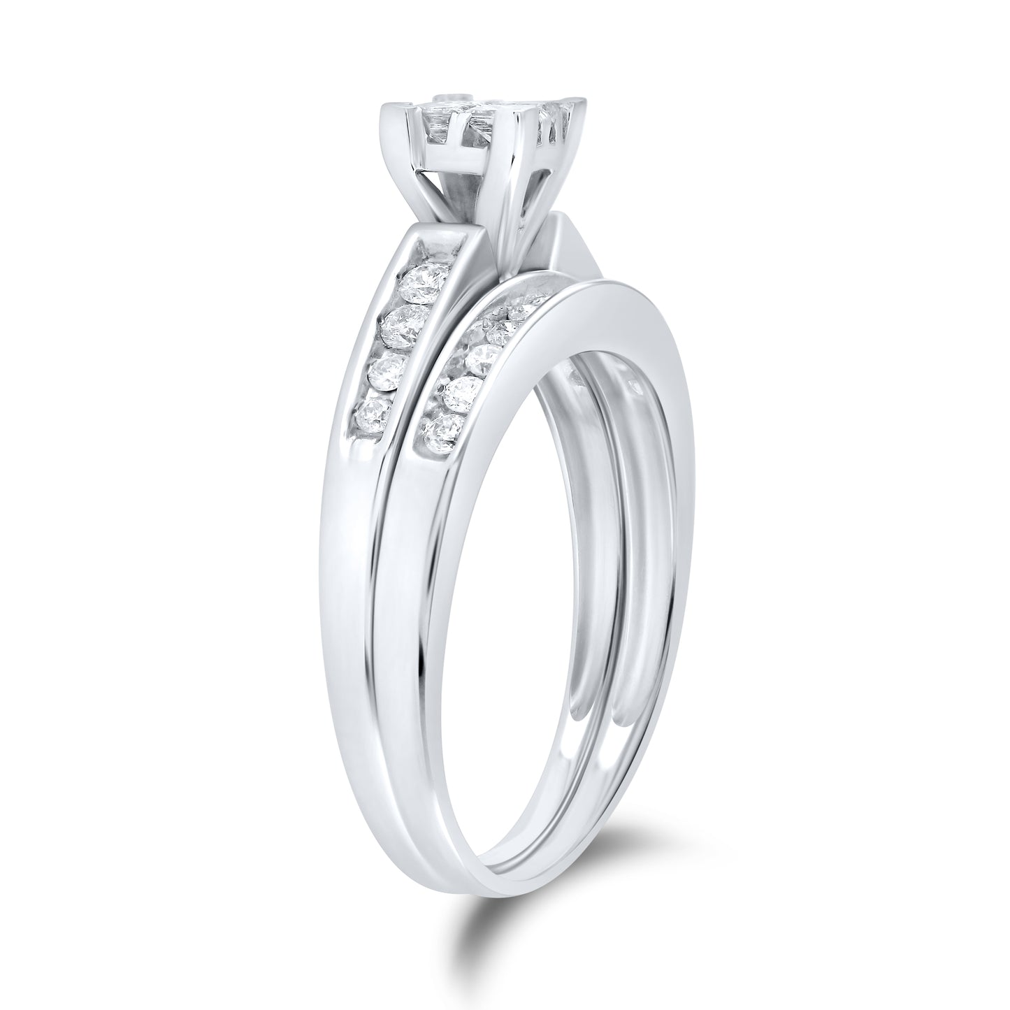 10kt White Gold 0.50 CTW Natural Diamond Bridal Set