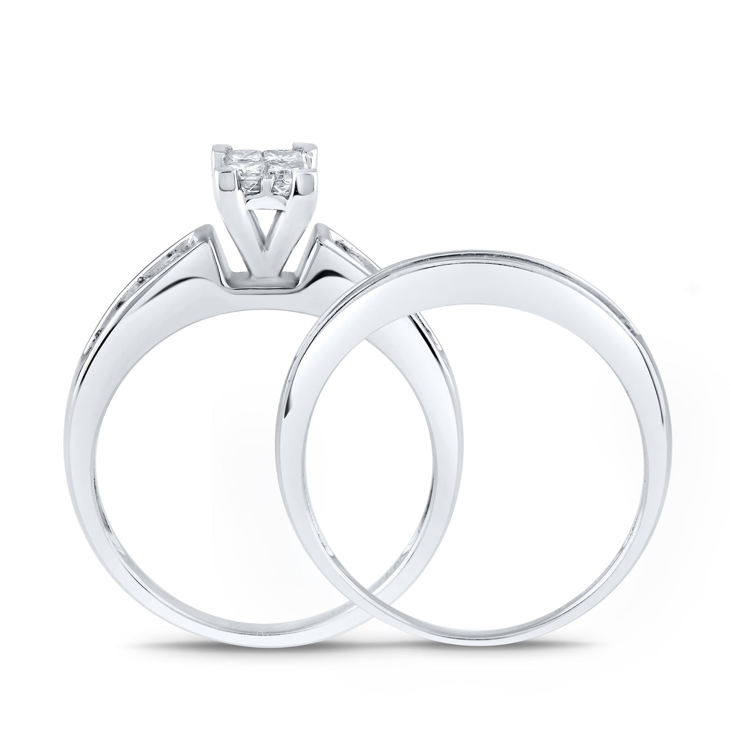 10kt White Gold 0.50 CTW Natural Diamond Bridal Set