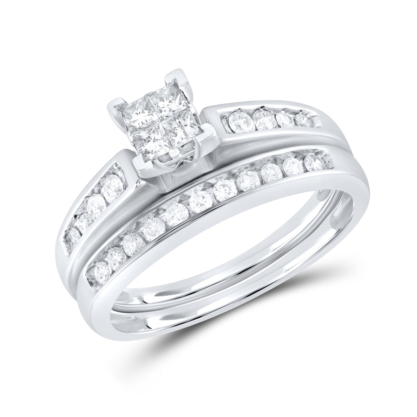 10kt White Gold 0.50 CTW Natural Diamond Bridal Set