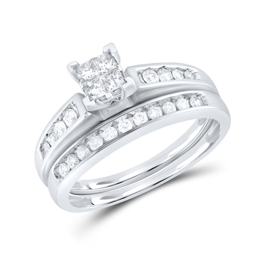 10kt White Gold 0.50 CTW Natural Diamond Bridal Set