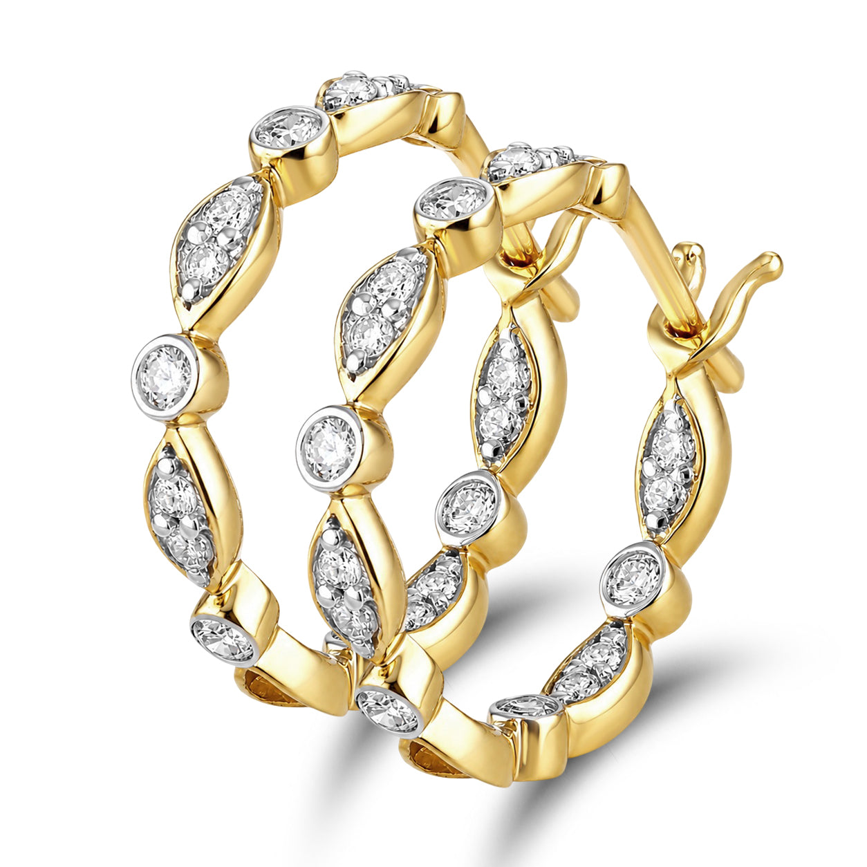 14kt Yellow Gold  0.50 CTW Natural Diamond Hoops