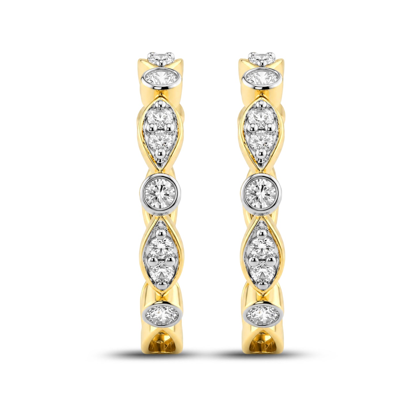 14kt Yellow Gold  0.50 CTW Natural Diamond Hoops