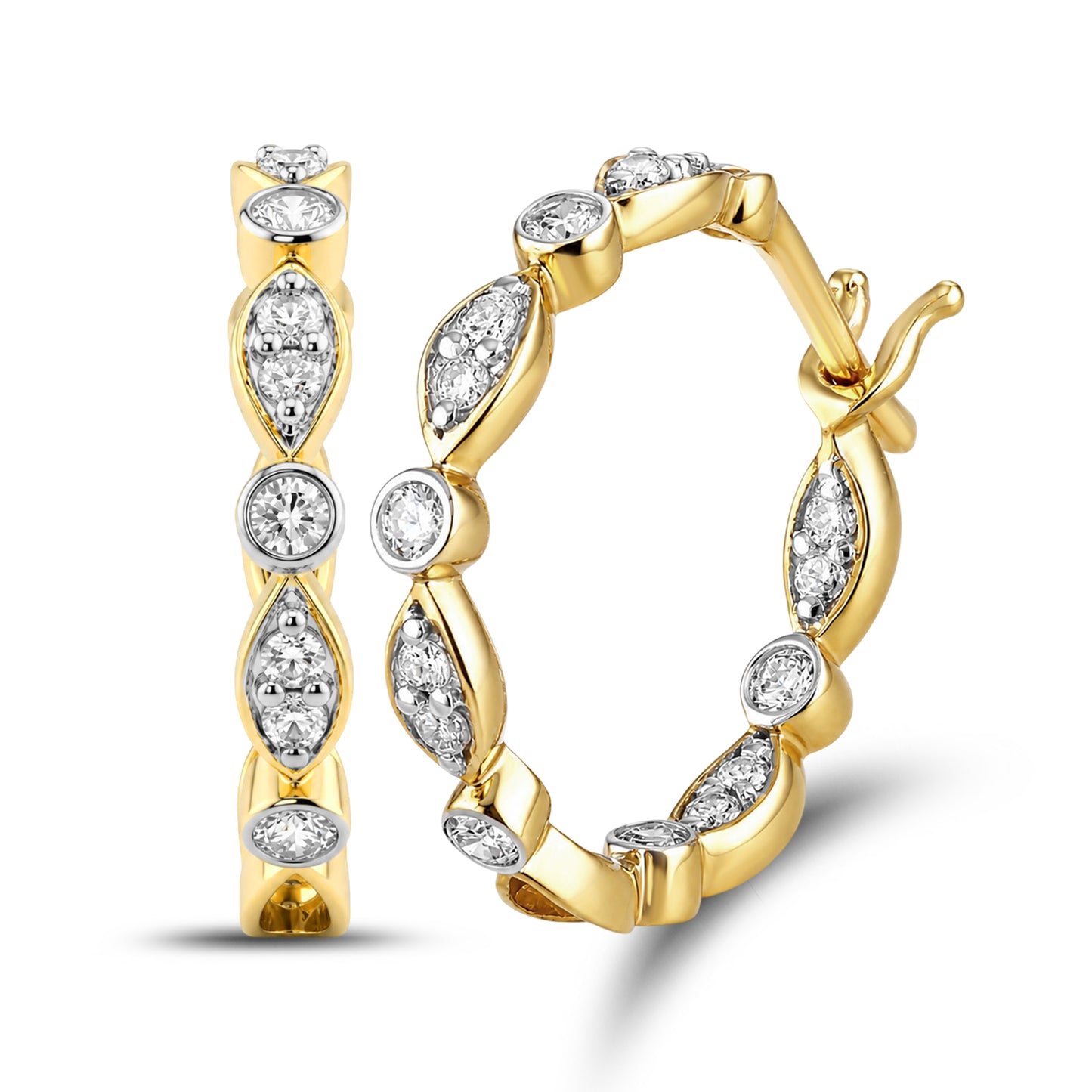 14kt Yellow Gold  0.50 CTW Natural Diamond Hoops