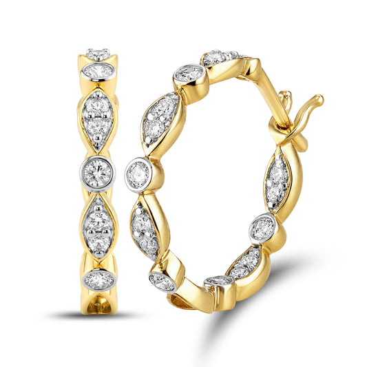 14kt Yellow Gold  0.50 CTW Natural Diamond Hoops