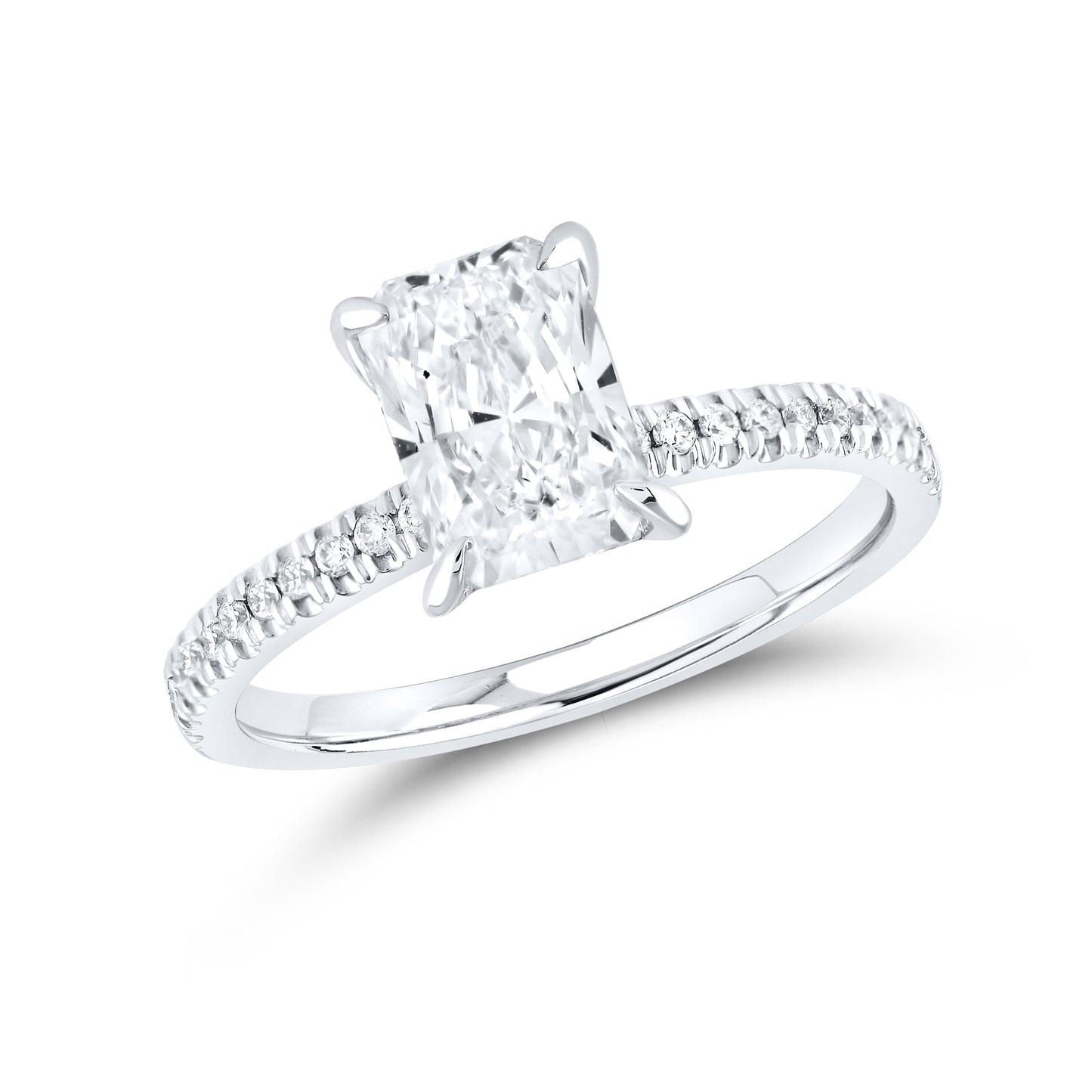 14kt White Gold 1.75 CTW Radiant Lab Diamond Ring