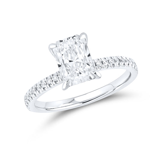 14kt White Gold 1.75 CTW Radiant Lab Diamond Ring