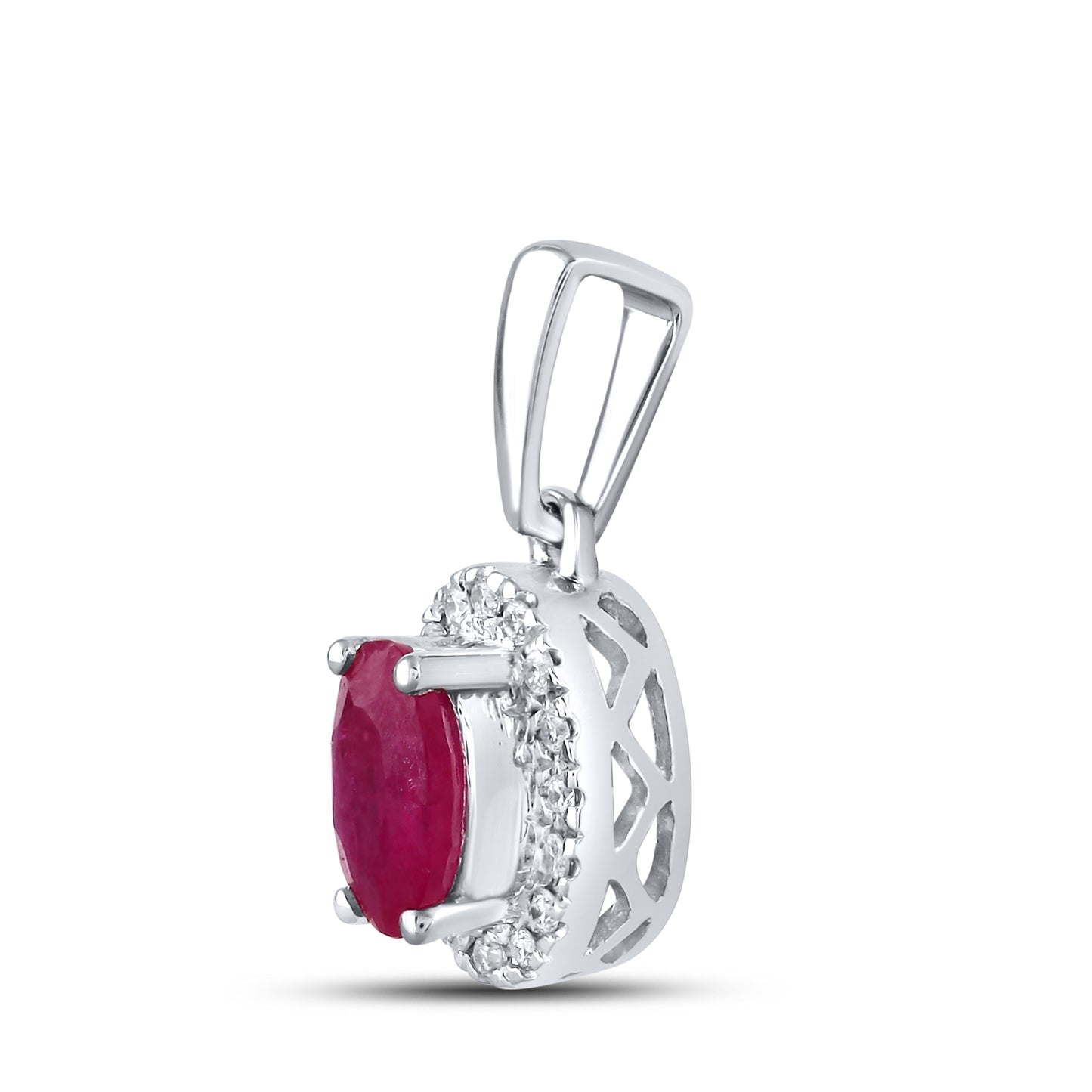 14kt White Gold 0.05 CTW Ruby Lab Diamond Pendant