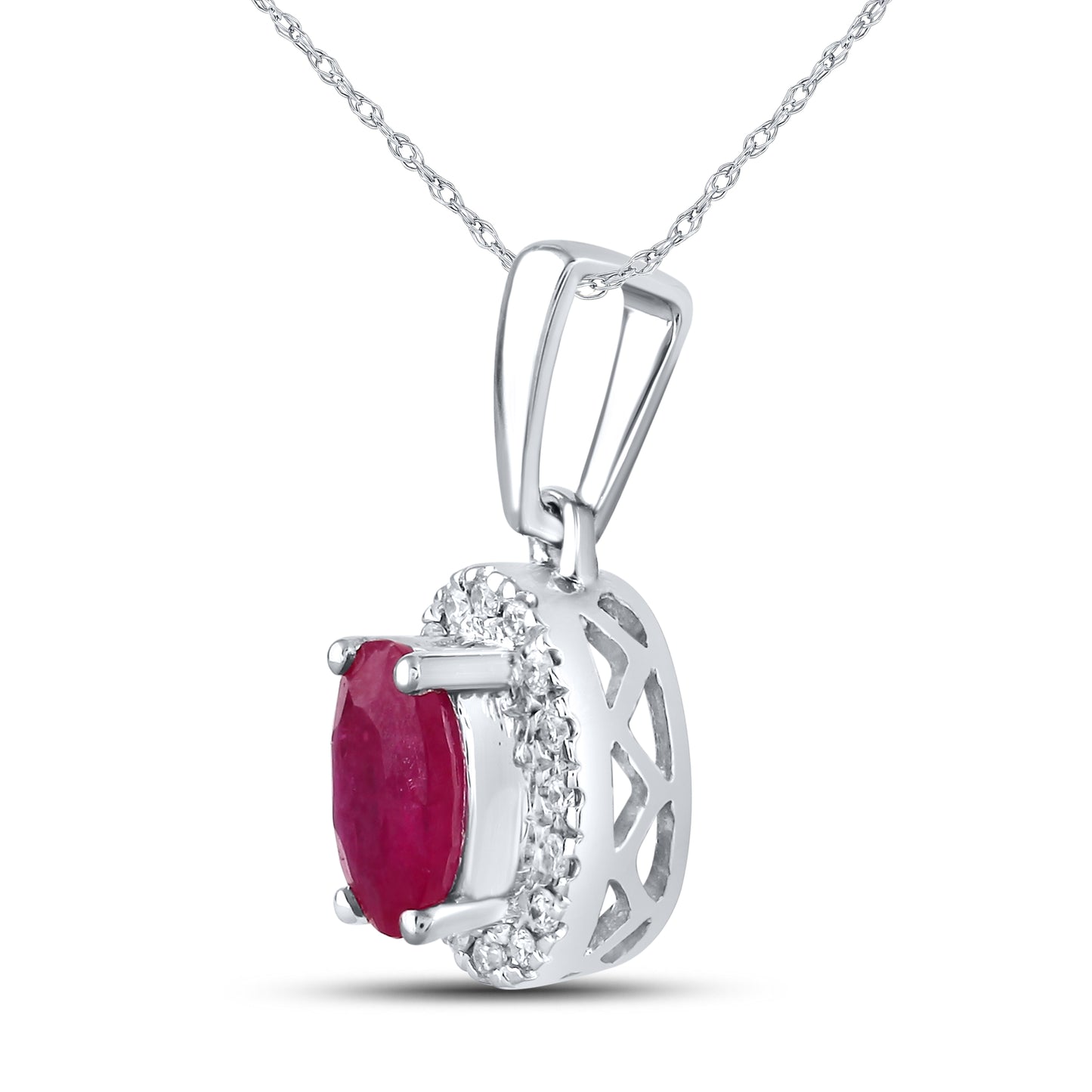 14kt White Gold 0.05 CTW Ruby Lab Diamond Pendant
