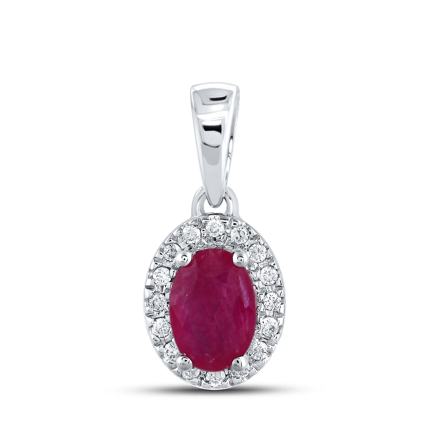 14kt White Gold 0.05 CTW Ruby Lab Diamond Pendant