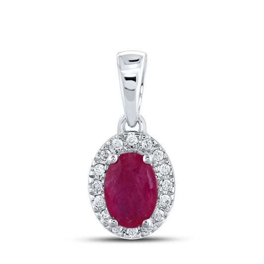 14kt White Gold 0.05 CTW Ruby Lab Diamond Pendant