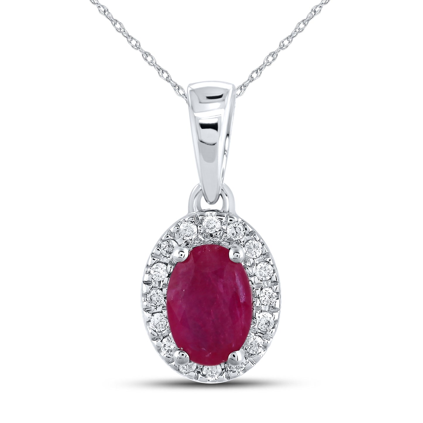 14kt White Gold 0.05 CTW Ruby Lab Diamond Pendant