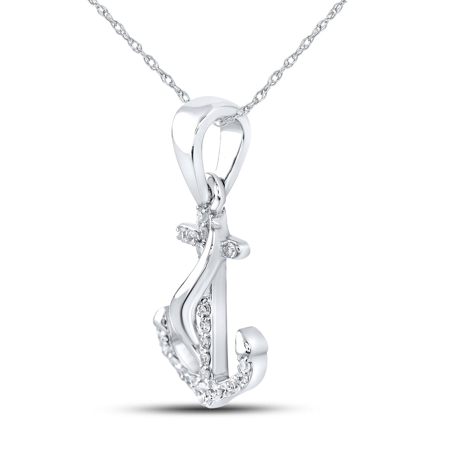 10kt White Gold 0.07 CTW Diamond Pendant With 10kt Chain