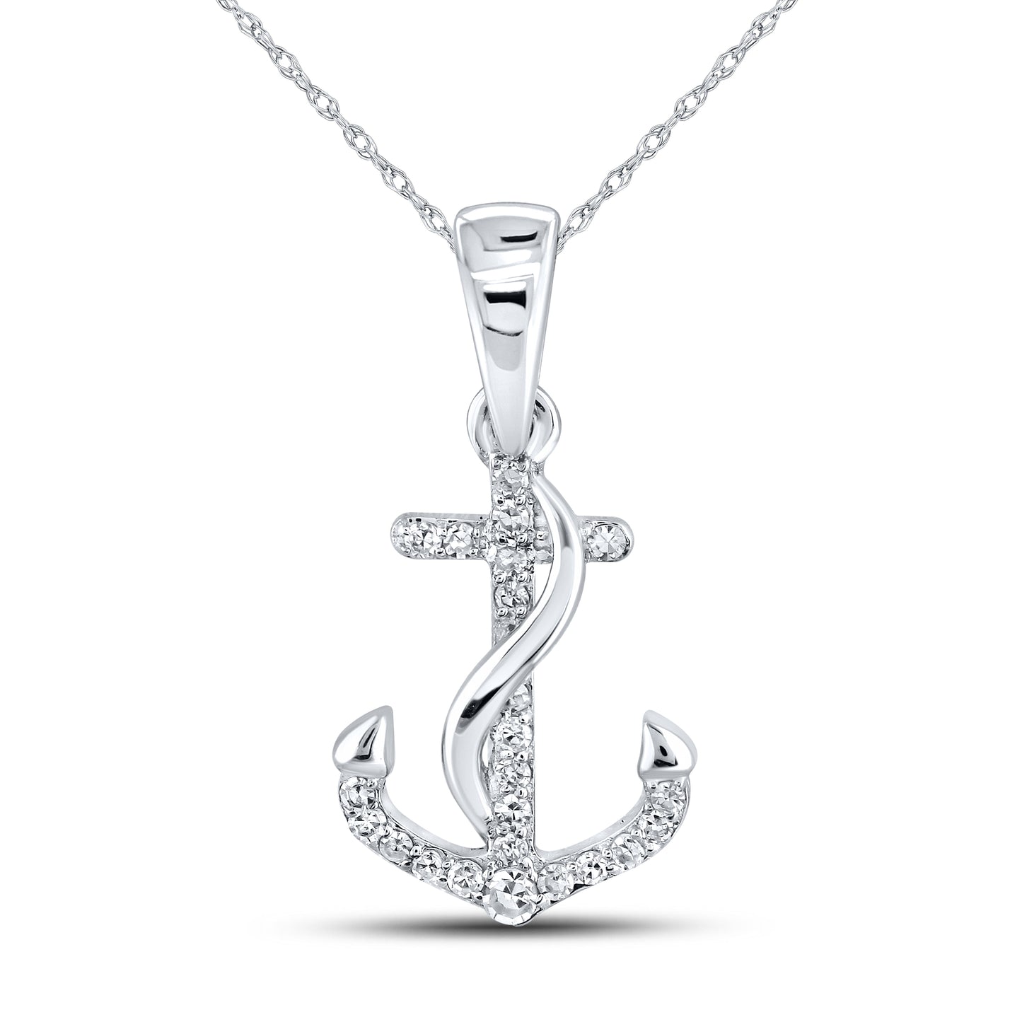 10kt White Gold 0.07 CTW Diamond Pendant With 10kt Chain