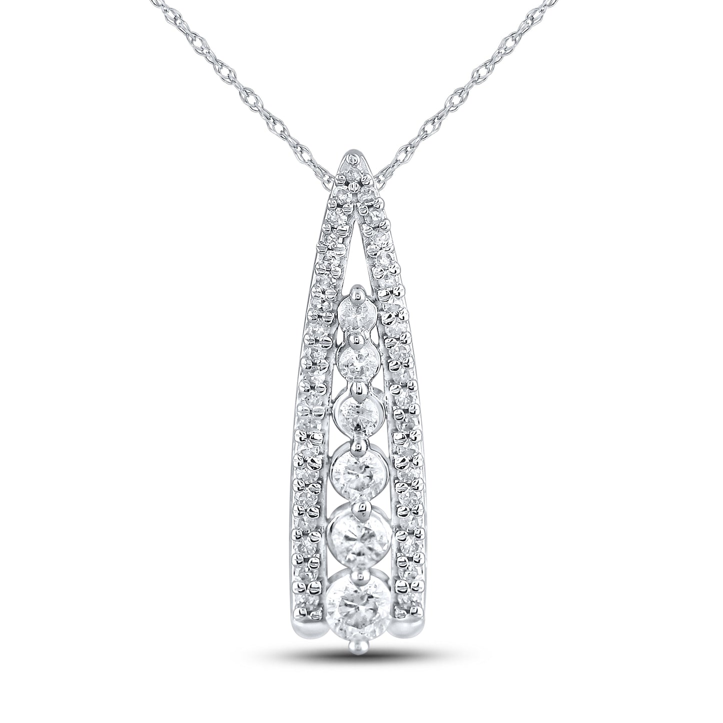 14kt White Gold 0.40 CTW Natural Diamond Pendant