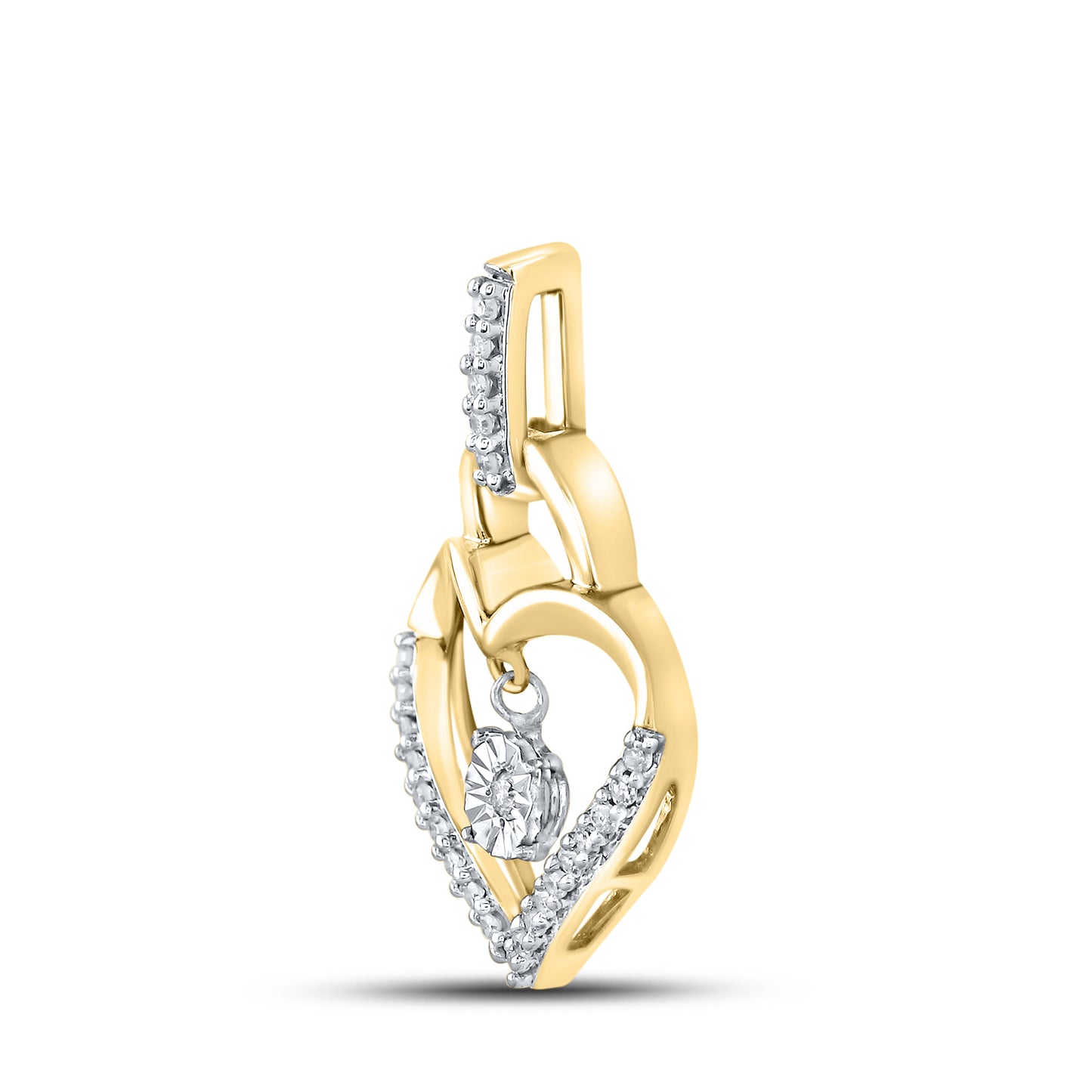 10kt Yellow Gold 0.10 CTW Natural Diamond Pendant