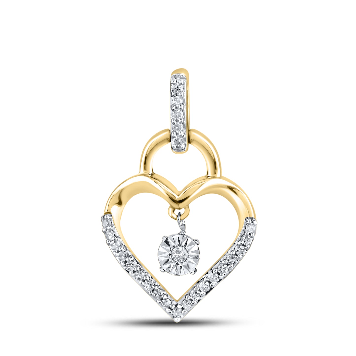 10kt Yellow Gold 0.10 CTW Natural Diamond Pendant