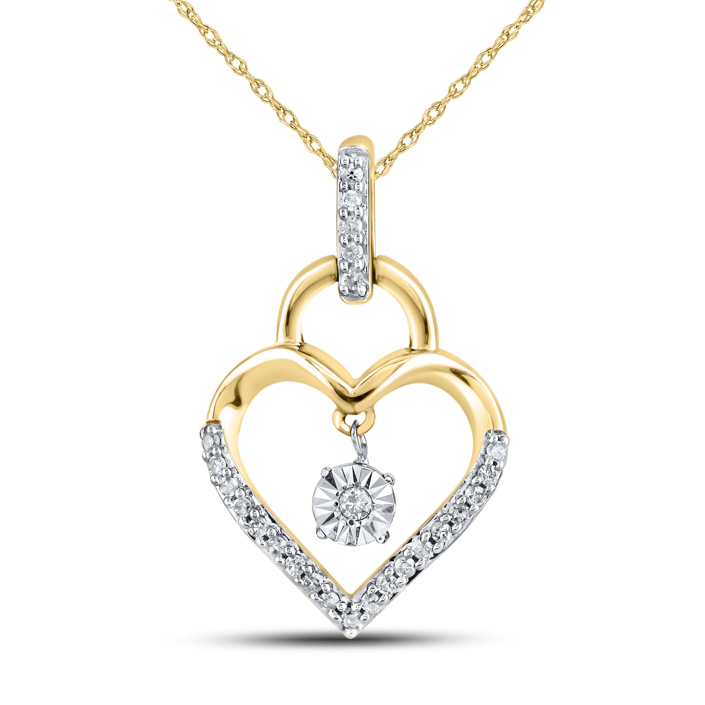 10kt Yellow Gold 0.10 CTW Natural Diamond Pendant