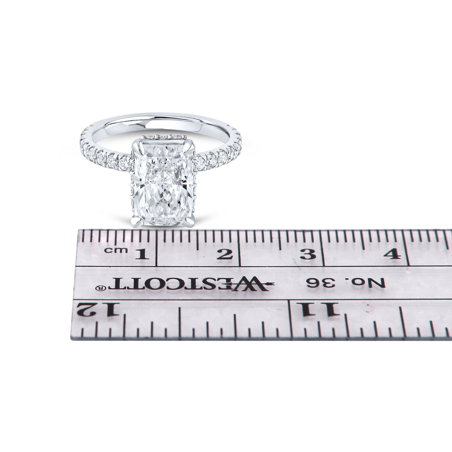 14kt White Gold 3.80 CTW Radiant Lab Diamond Ring