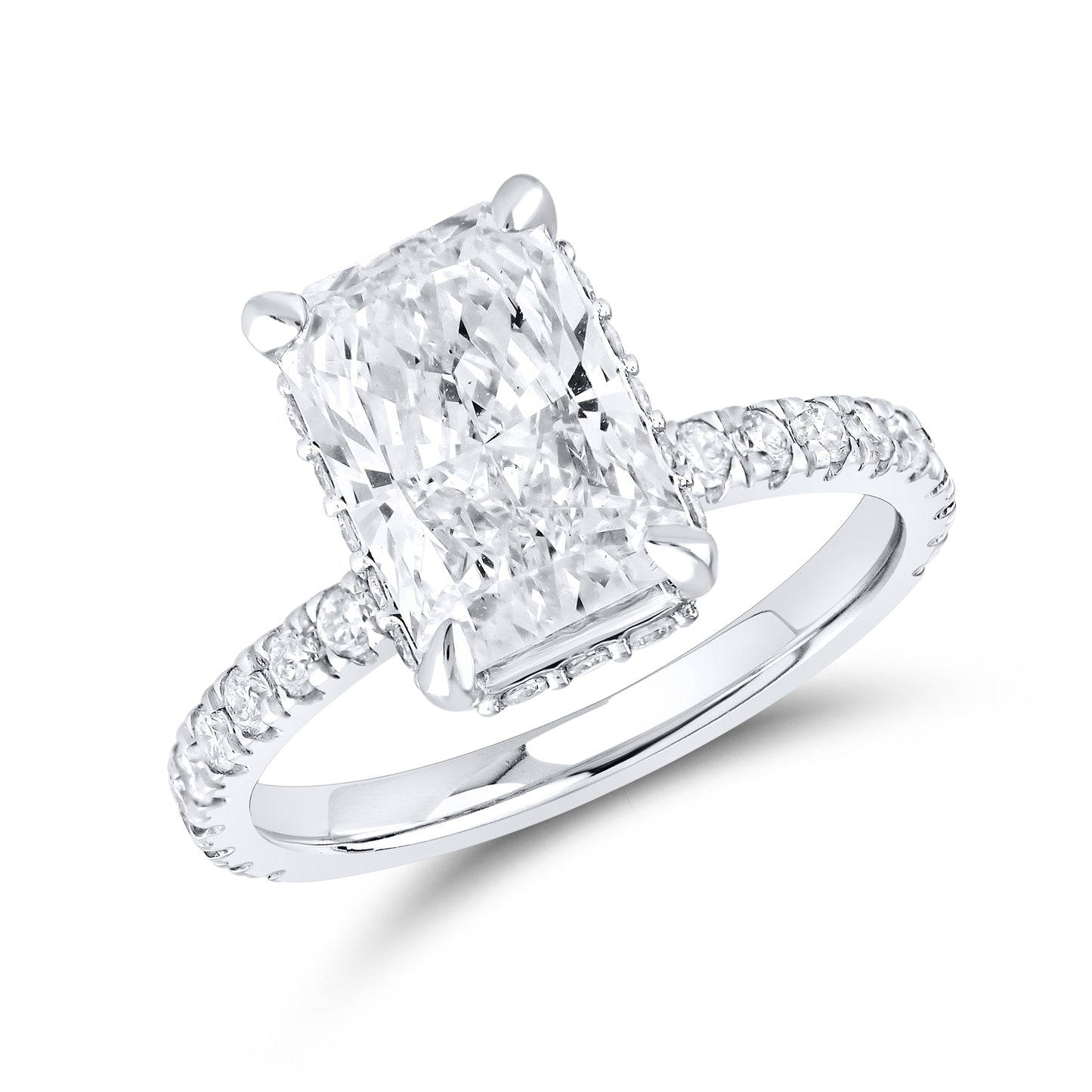 14kt White Gold 3.80 CTW Radiant Lab Diamond Ring