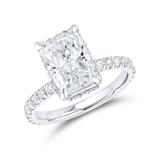 14kt White Gold 3.80 CTW Radiant Lab Diamond Ring