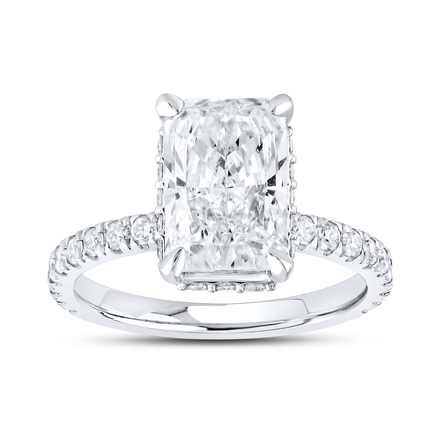 14kt White Gold 3.80 CTW Radiant Lab Diamond Ring