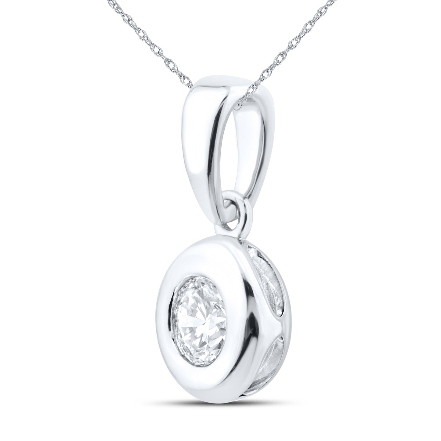 14kt White Gold 0.19 CTW Round Lab Diamond Pendant