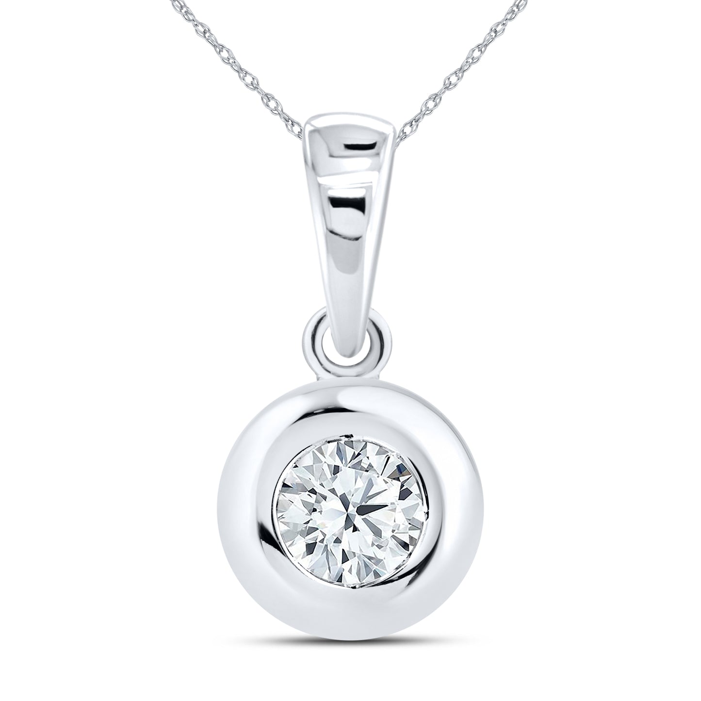 14kt White Gold 0.19 CTW Round Lab Diamond Pendant