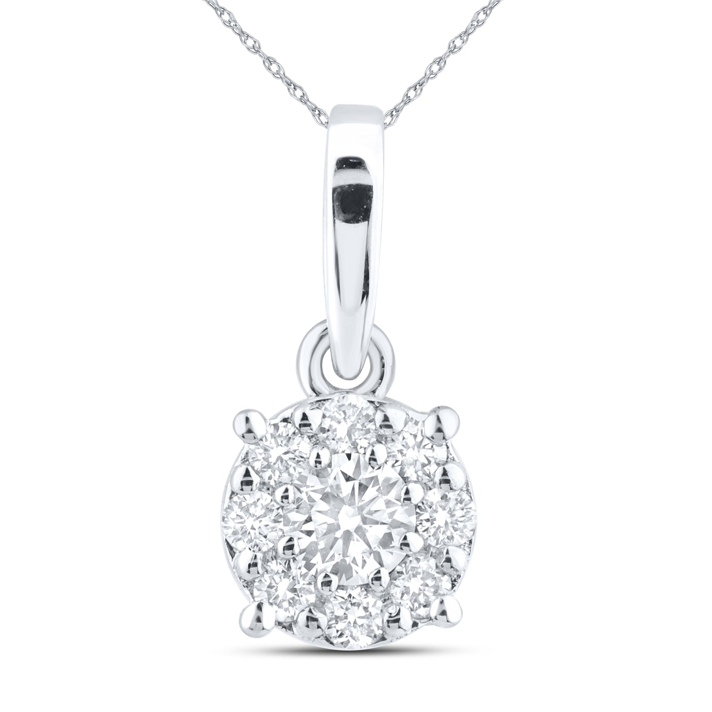 14kt White Gold 0.20 CTW Round Lab Diamond Pendant