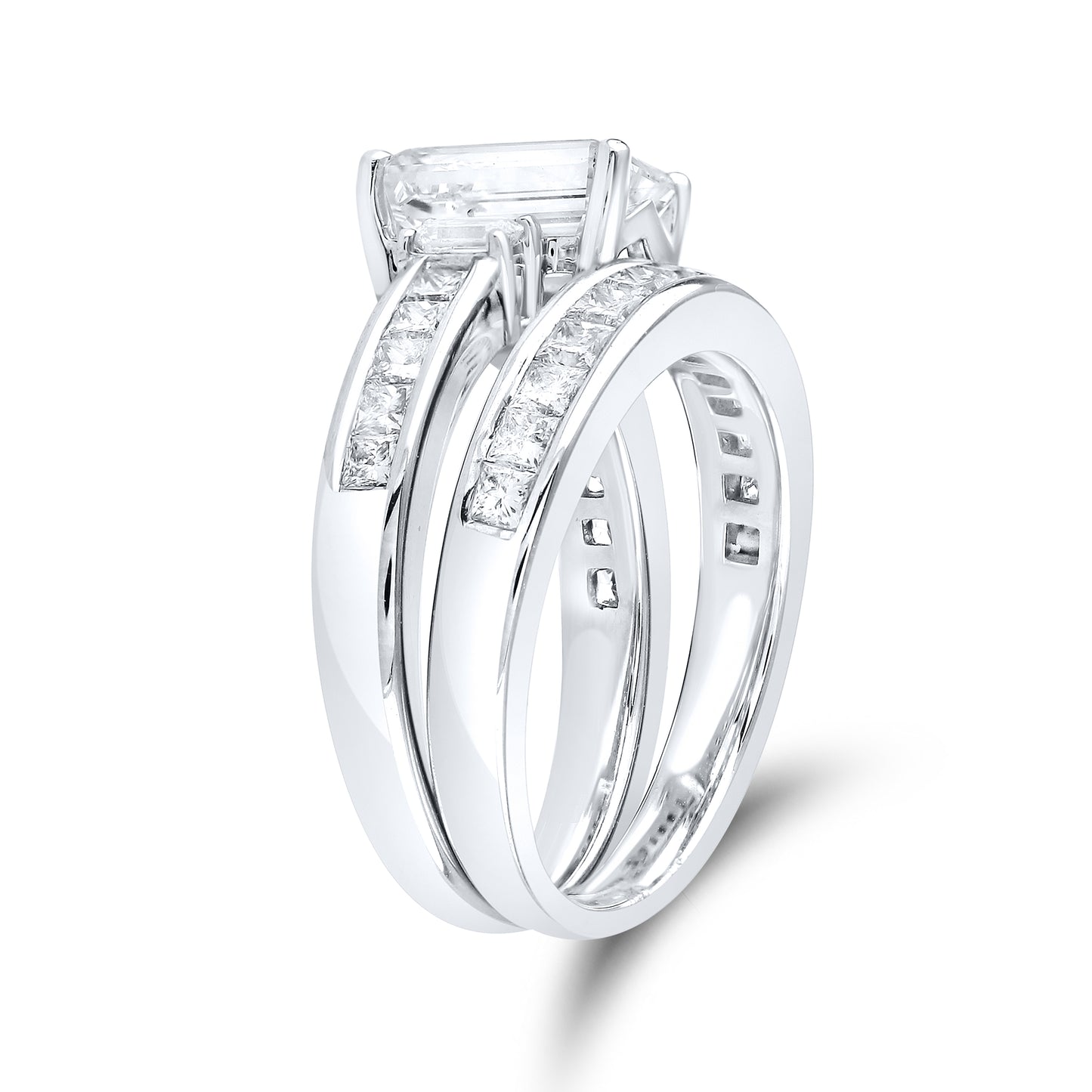 14kt White Gold 3.29 CTW Emerald Lab Diamond Ring