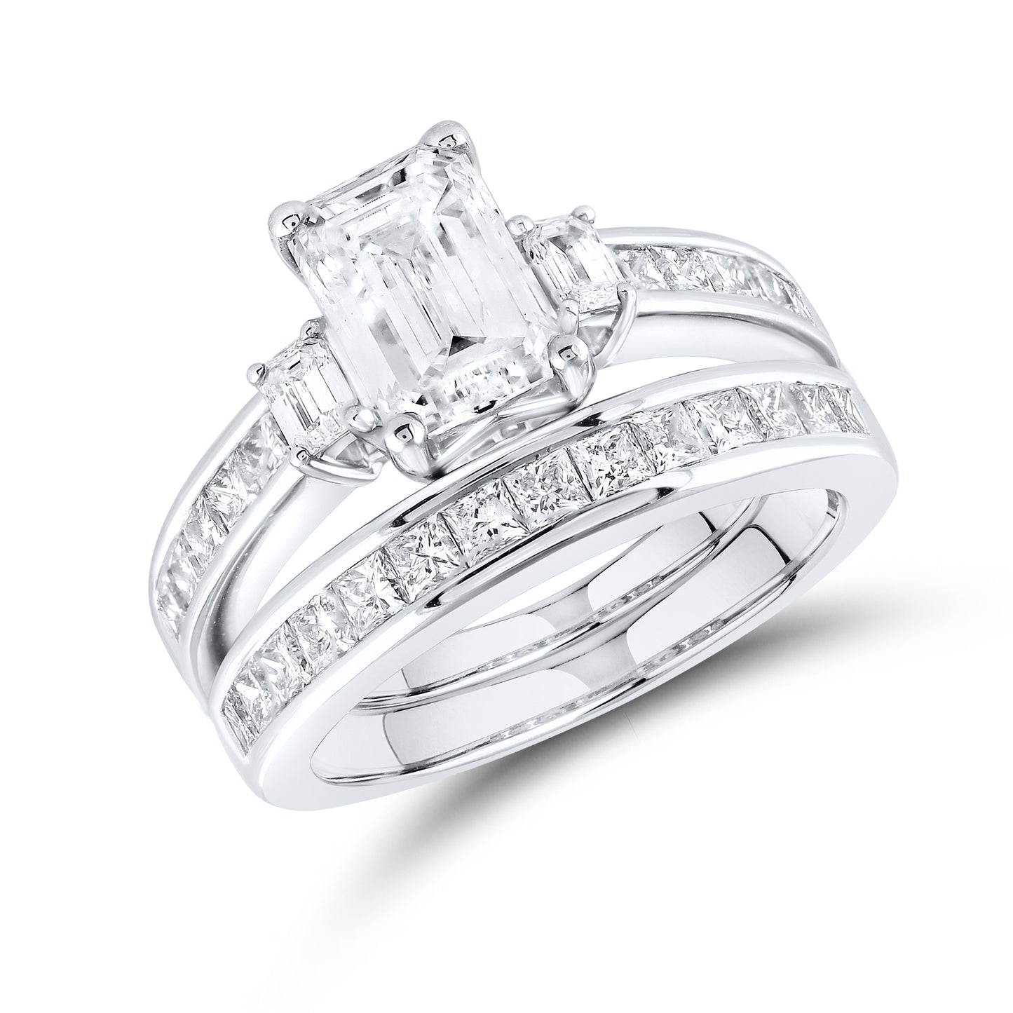 14kt White Gold 3.29 CTW Emerald Lab Diamond Ring