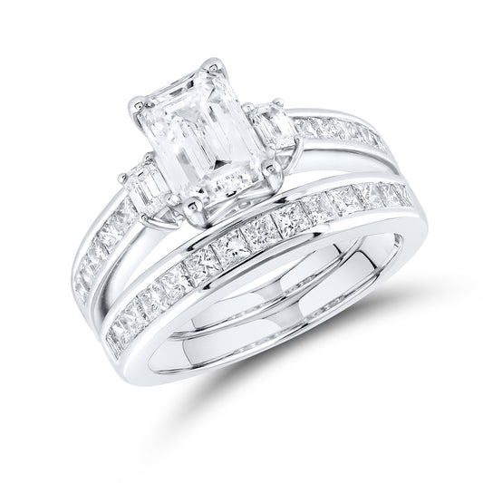 14kt White Gold 3.29 CTW Emerald Lab Diamond Ring