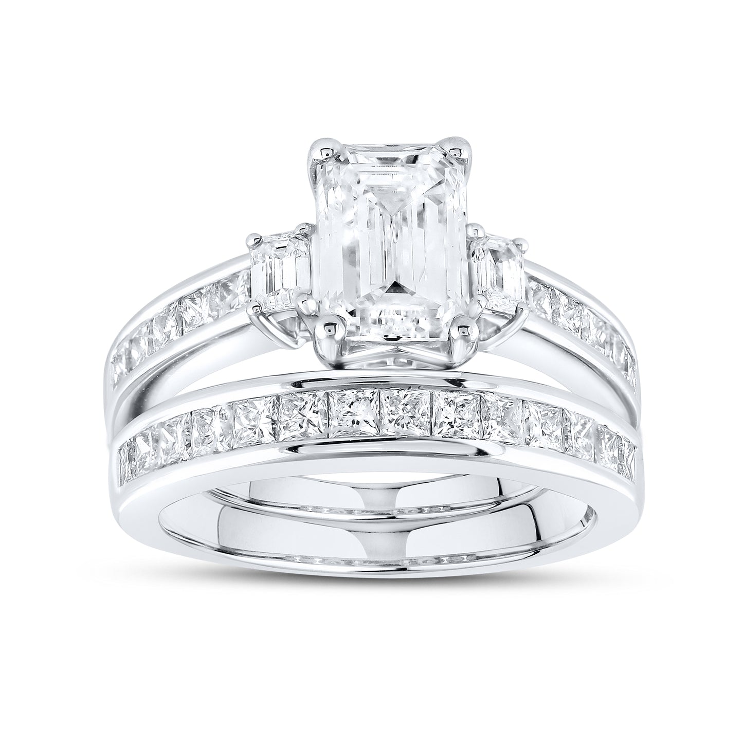 14kt White Gold 3.29 CTW Emerald Lab Diamond Ring