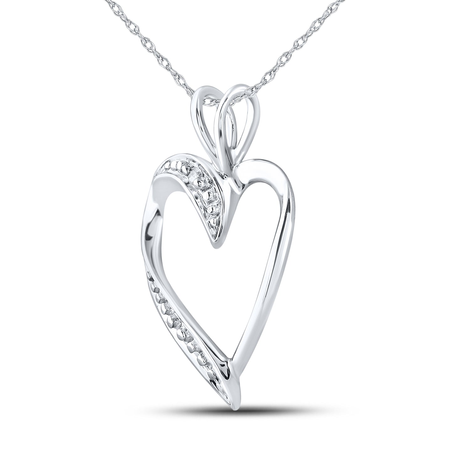 10kt White Gold 0.01 CTW Diamond Pendant With 10kt Chain