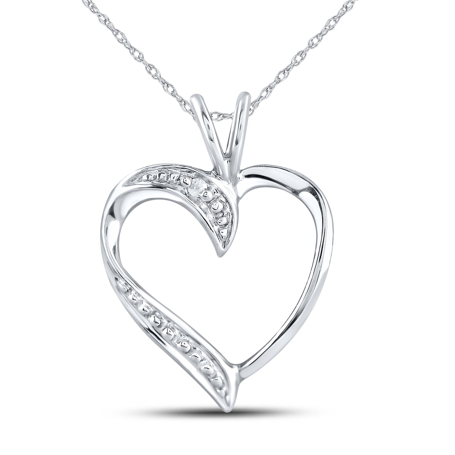 10kt White Gold 0.01 CTW Diamond Pendant With 10kt Chain