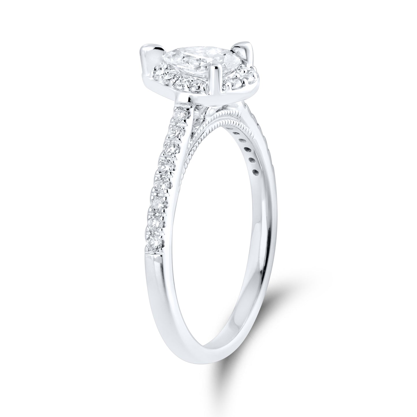 14kt White Gold 0.75 Teardrop CTW Lab Diamond Ring