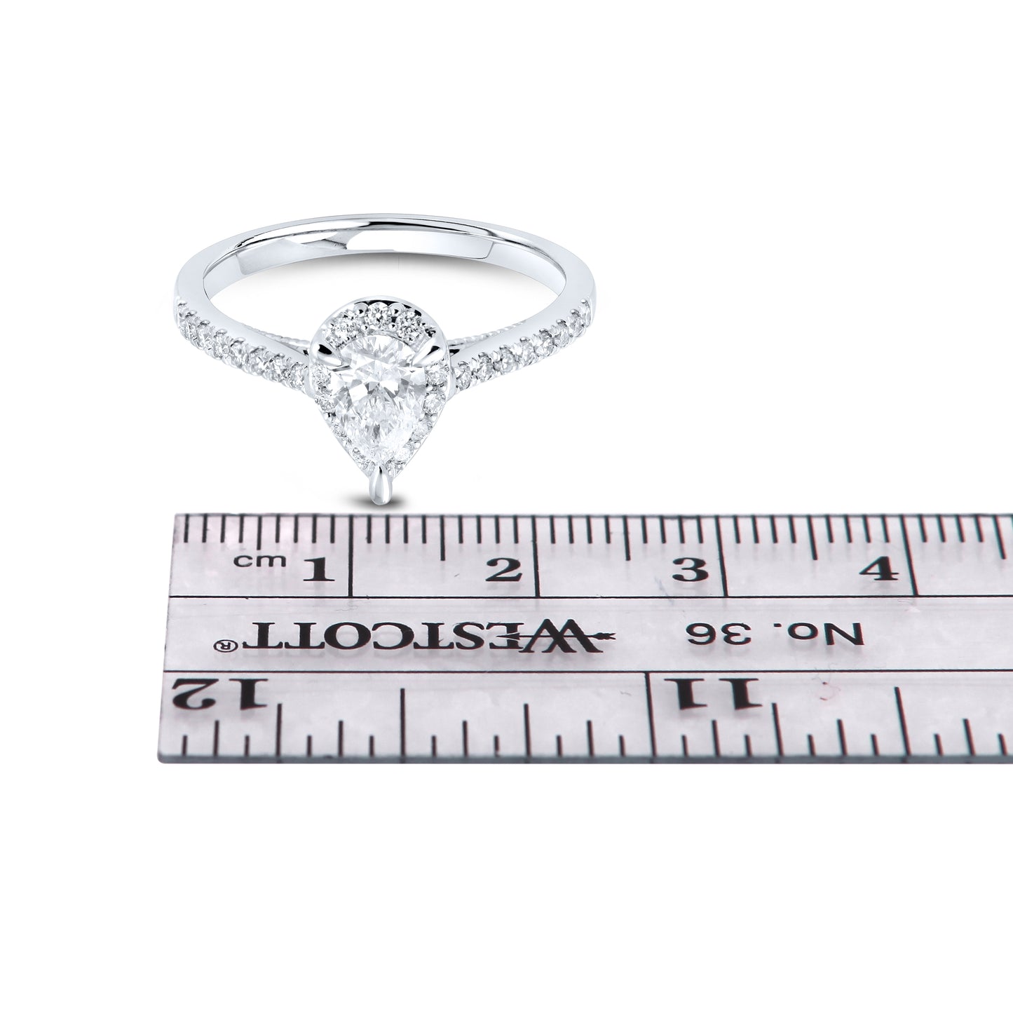 14kt White Gold 0.75 Teardrop CTW Lab Diamond Ring