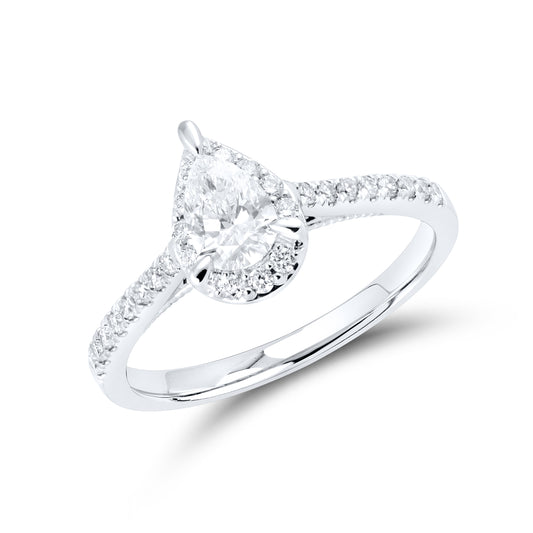 14kt White Gold 0.75 Teardrop CTW Lab Diamond Ring