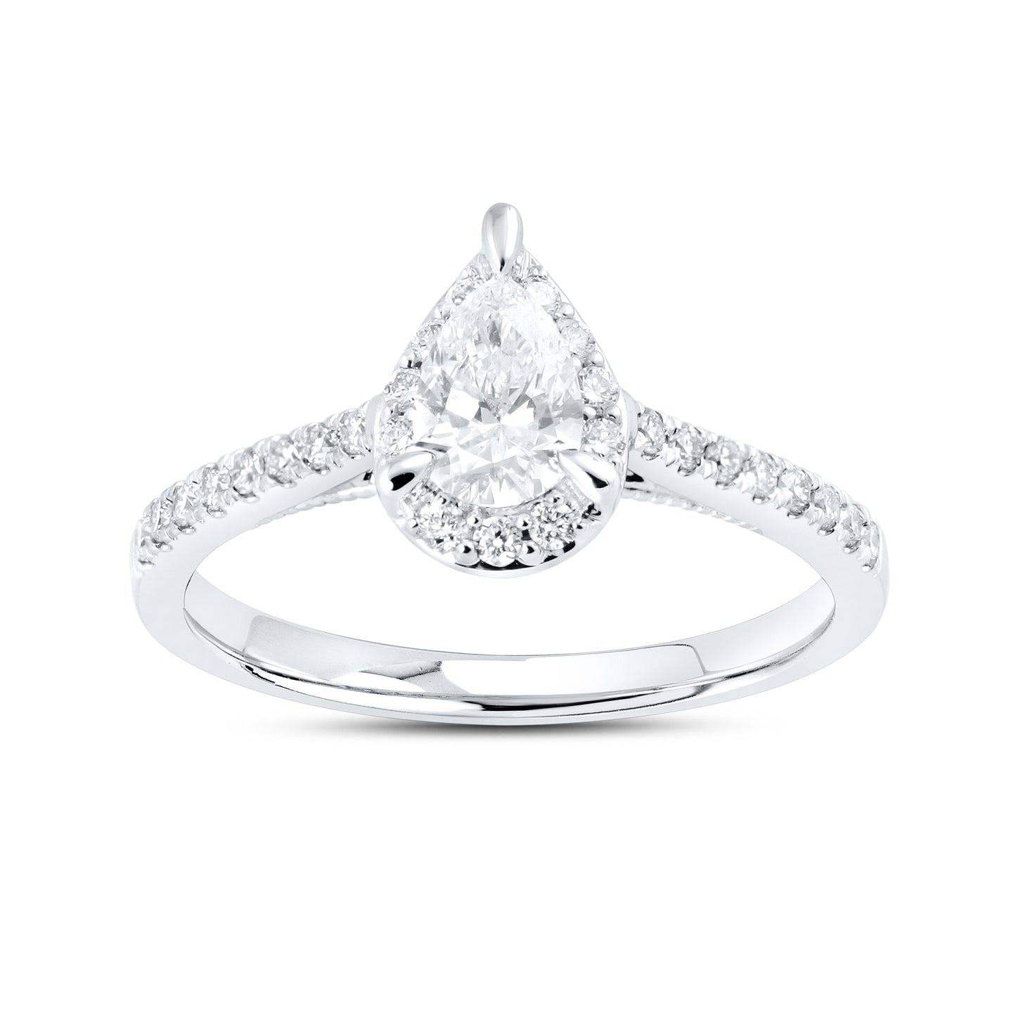 14kt White Gold 0.75 Teardrop CTW Lab Diamond Ring