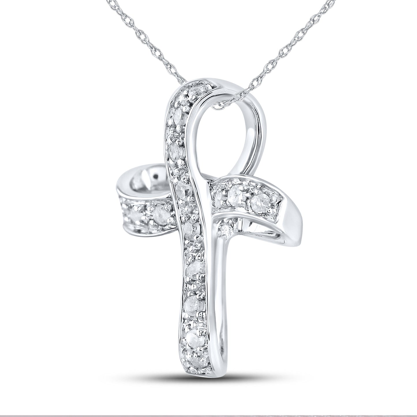 10kt White Gold 0.10 CTW Diamond Pendant With 10kt Chain