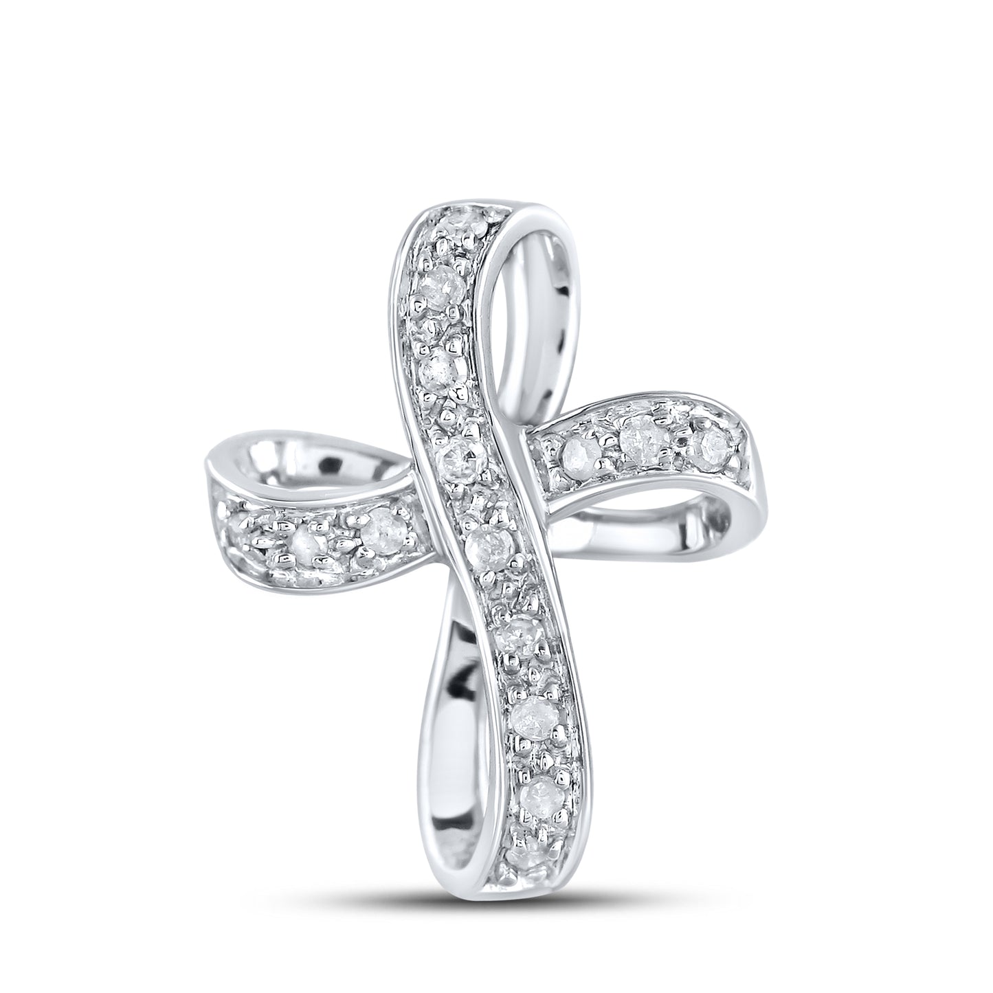 10kt White Gold 0.10 CTW Diamond Pendant With 10kt Chain