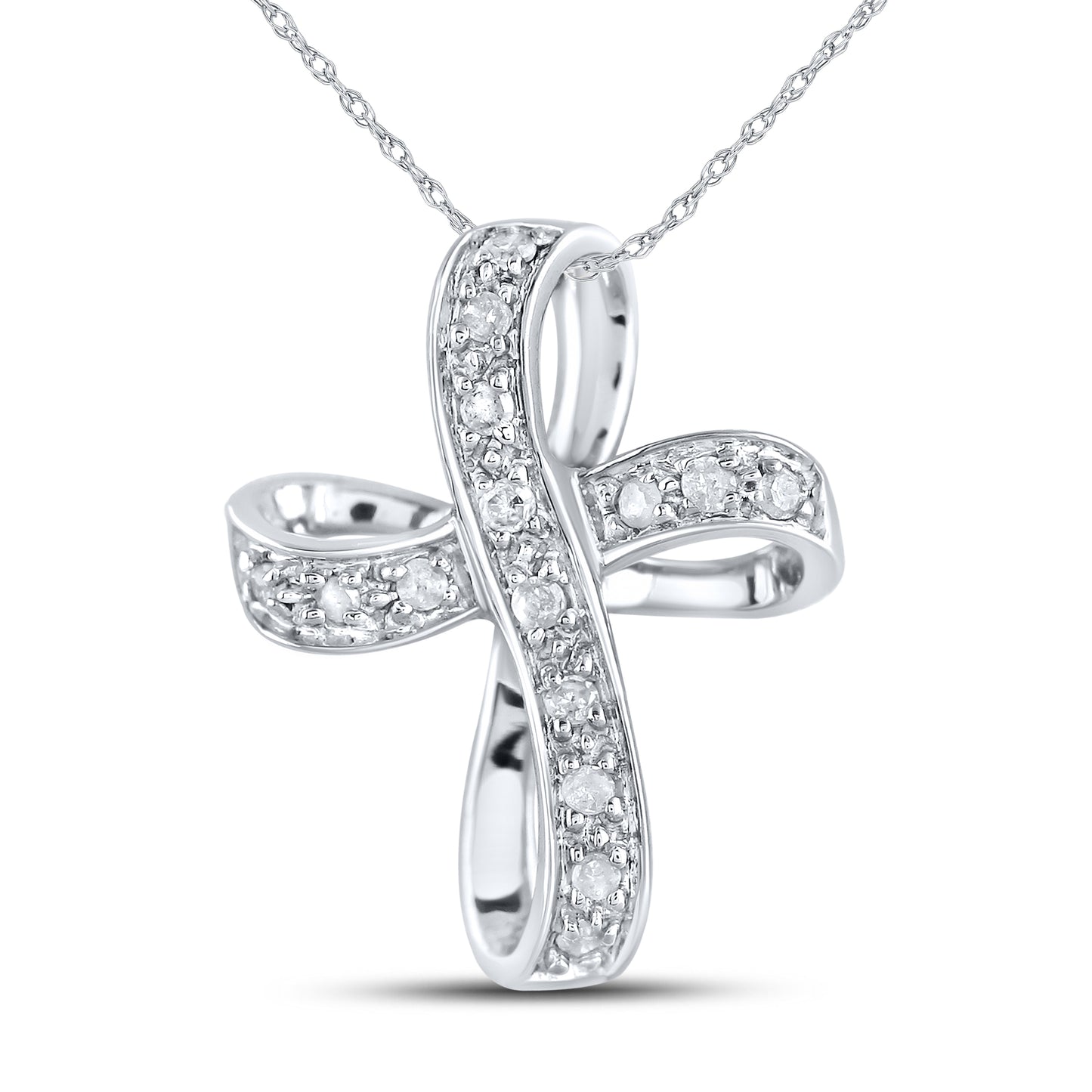 10kt White Gold 0.10 CTW Diamond Pendant With 10kt Chain