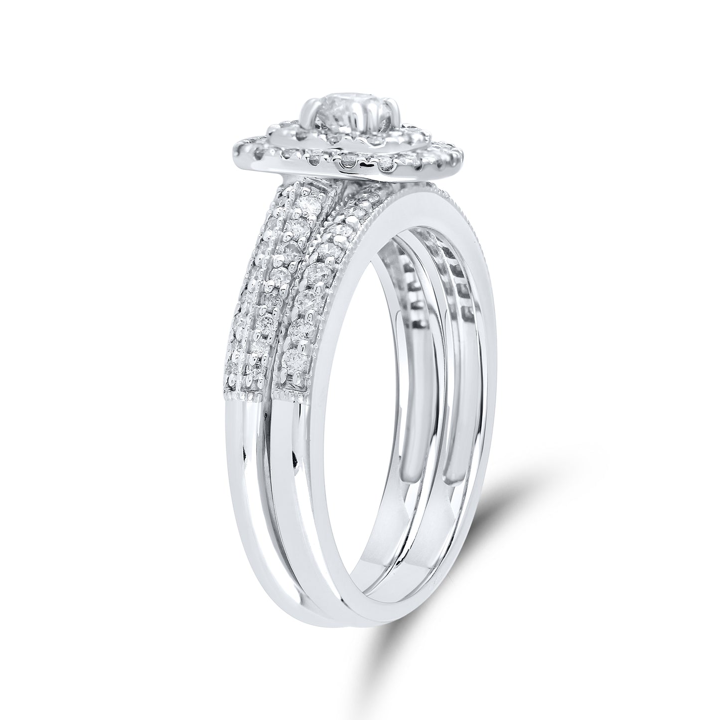 14kt White Gold 0.92 CTW Natural Diamond Bridal Ring