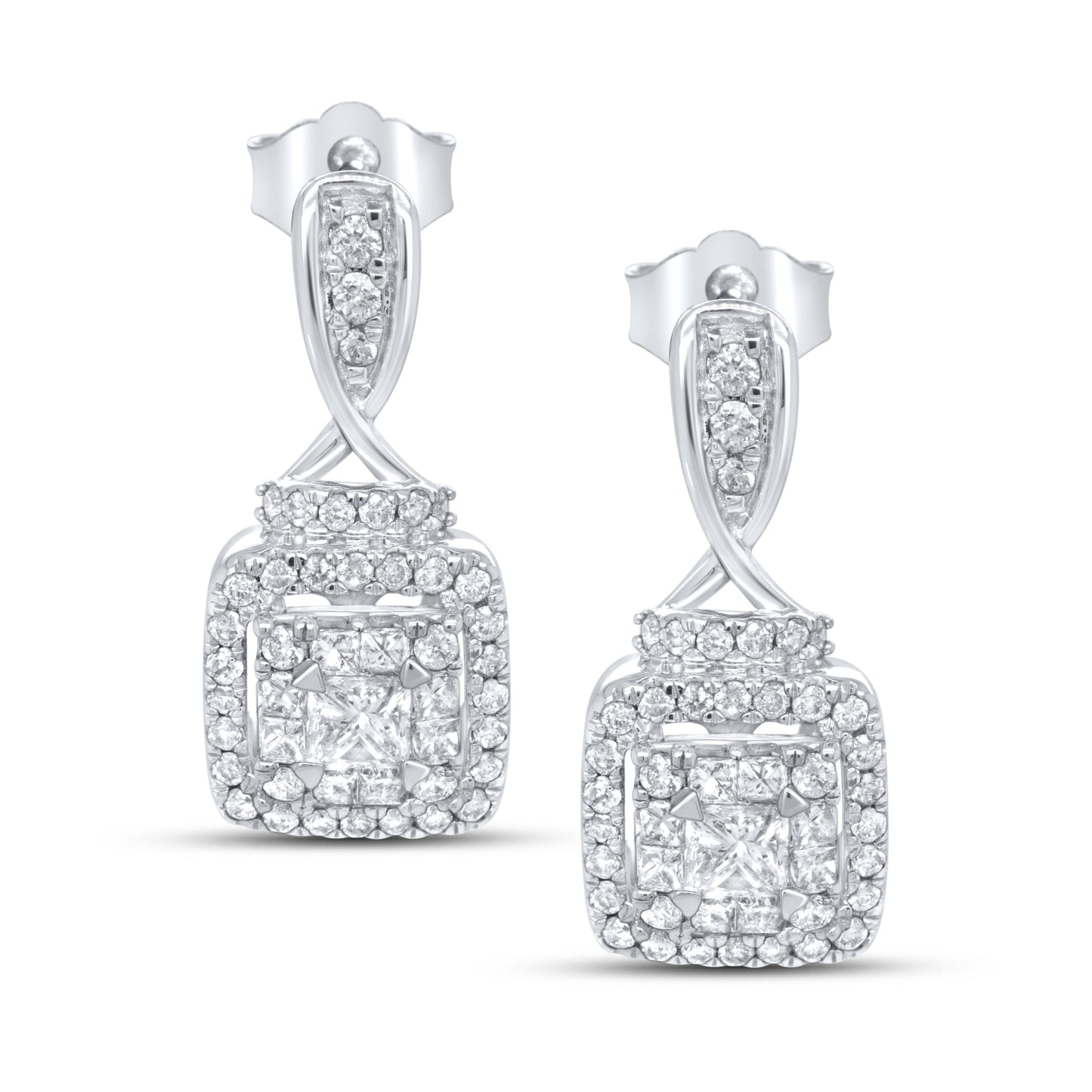 14kt White Gold 1 CTW Natural Diamond Hoops